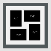 Multi Photo Picture Frame | Holds 4 5"x7" Photos in a Grey Wood Frame - Multi Photo Frames